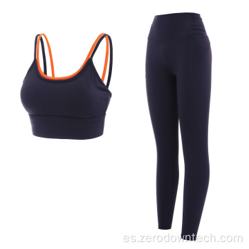Nuevo fa-ke dos piezas sujetador de yoga pantalones ropa de yoga reunión a prueba de golpes color a juego ropa deportiva deportiva
